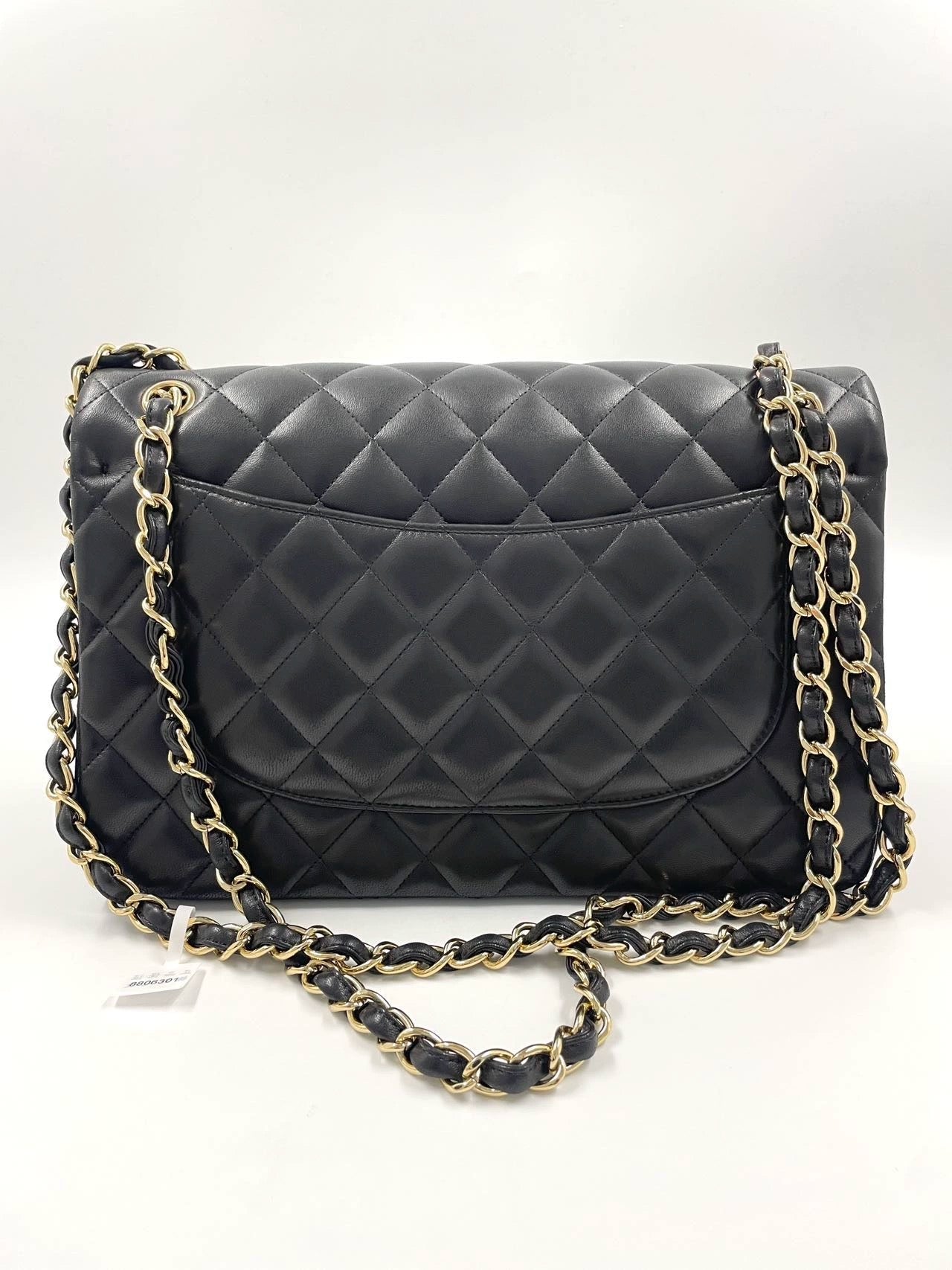 Chanel Classic Flap Jumbo Lambskin Double Flap Black Gold Leather Handbag 5