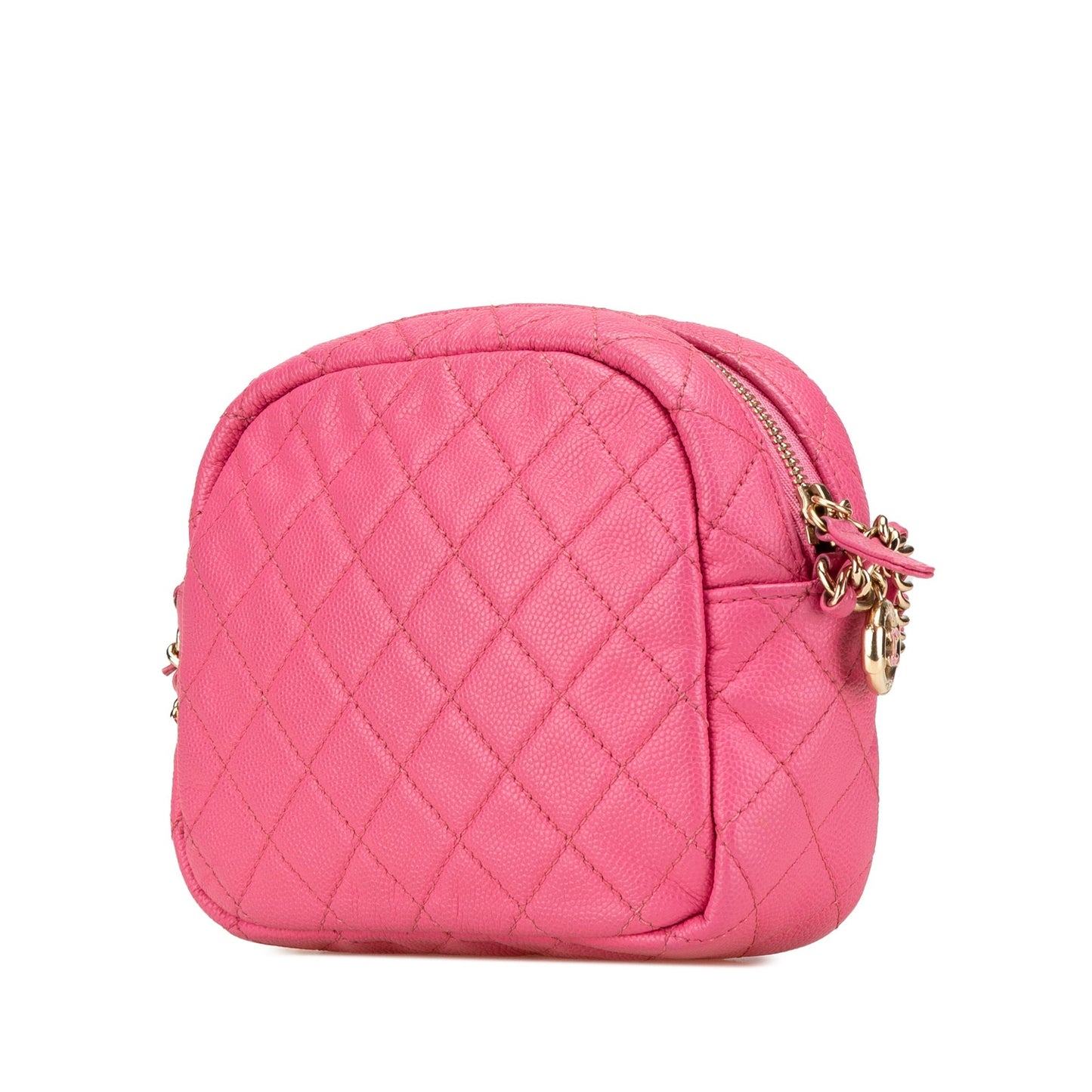 Pink Chanel Quilted Caviar CC Day Camera Bag