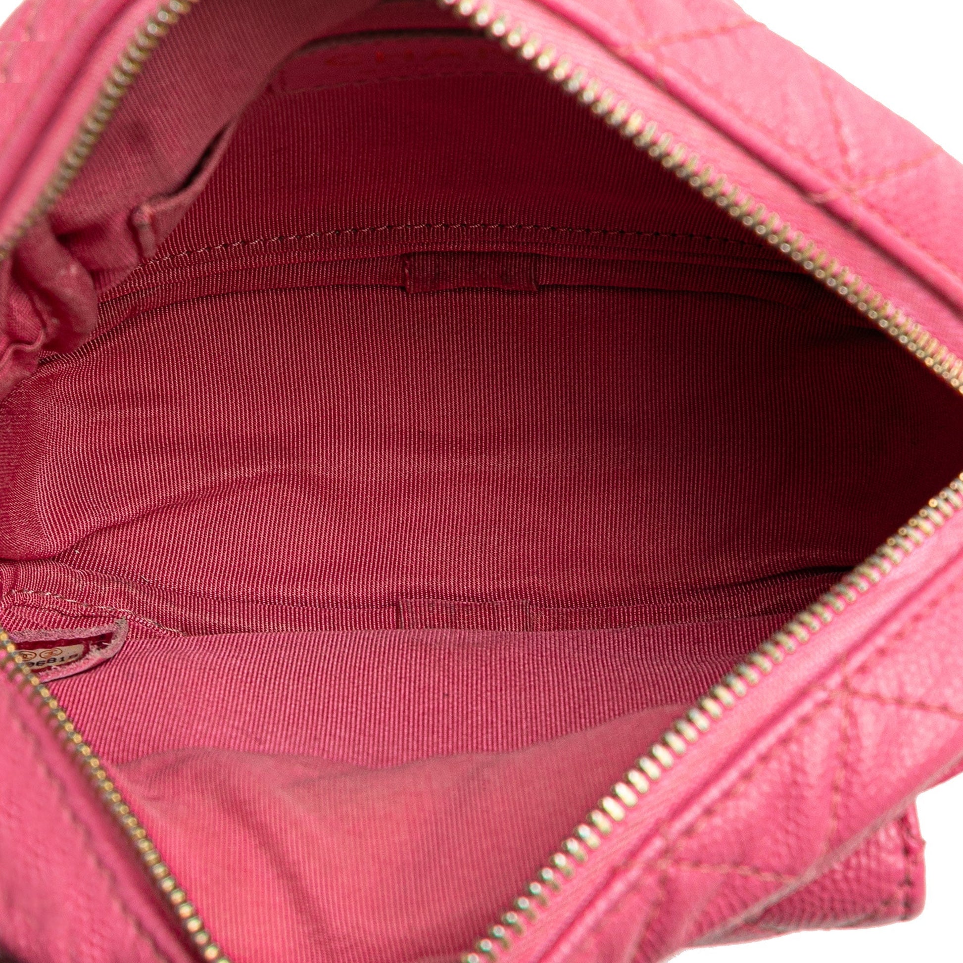 Pink Chanel Quilted Caviar CC Day Camera Bag