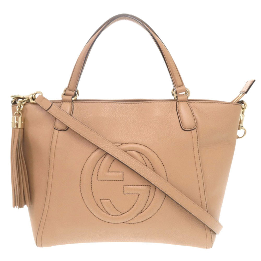 Gucci Soho Leather Beige Pink Handbag