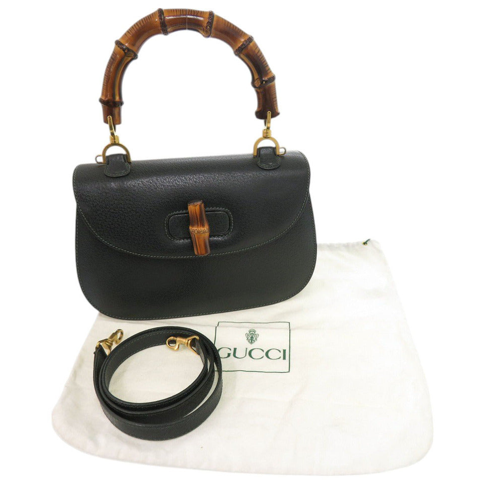 Gucci 000 29 Bamboo Leather Green Handbag
