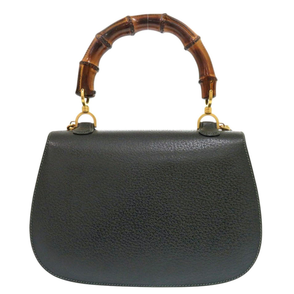 Gucci 000 29 Bamboo Leather Green Handbag