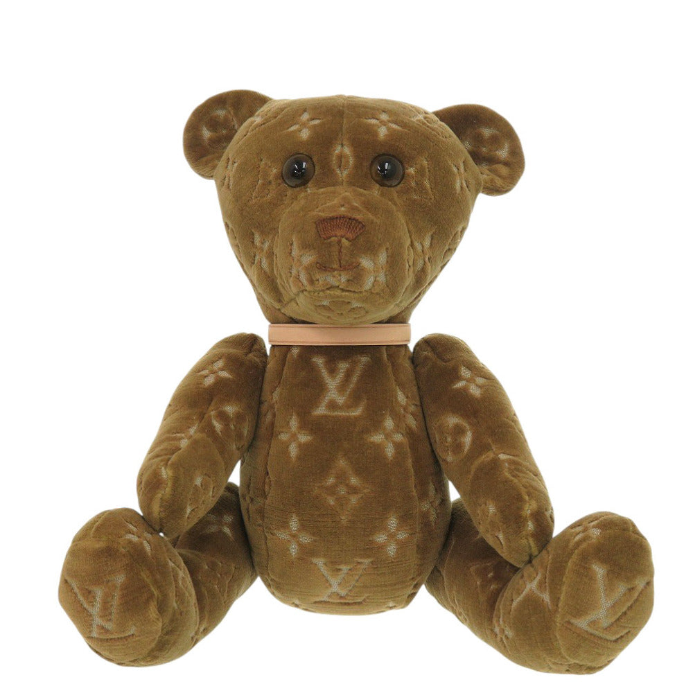 Louis Vuitton Plush Doll Doudou Teddy Bear Monogram Leather Brown Handbag