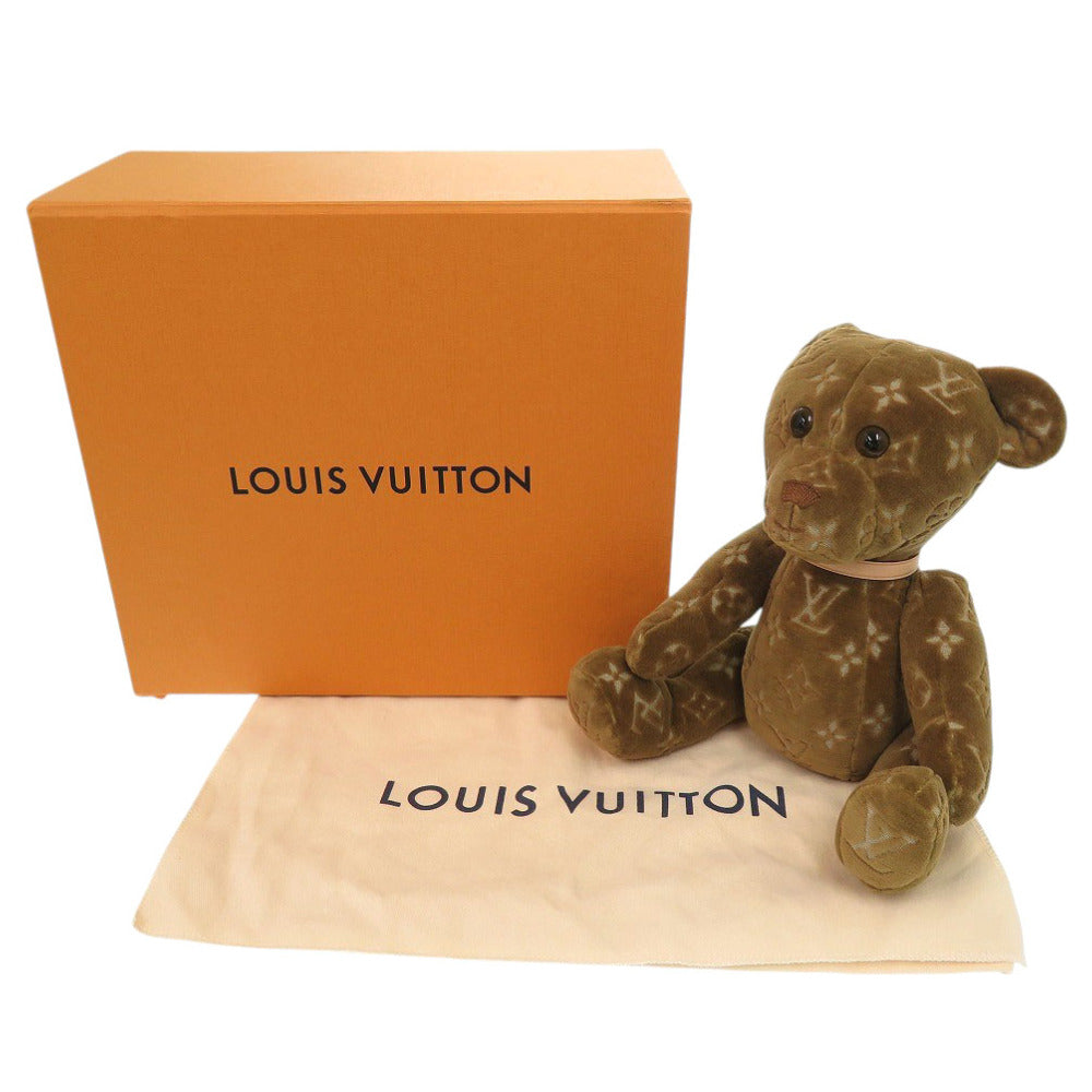 Louis Vuitton Plush Doll Doudou Teddy Bear Monogram Leather Brown Handbag