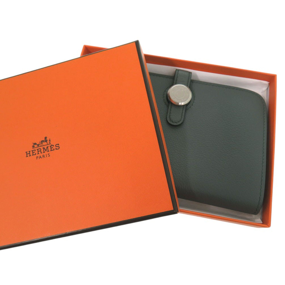 Coin Case Vert Amande Evercolor Dogon Compact Leather Travel Bag