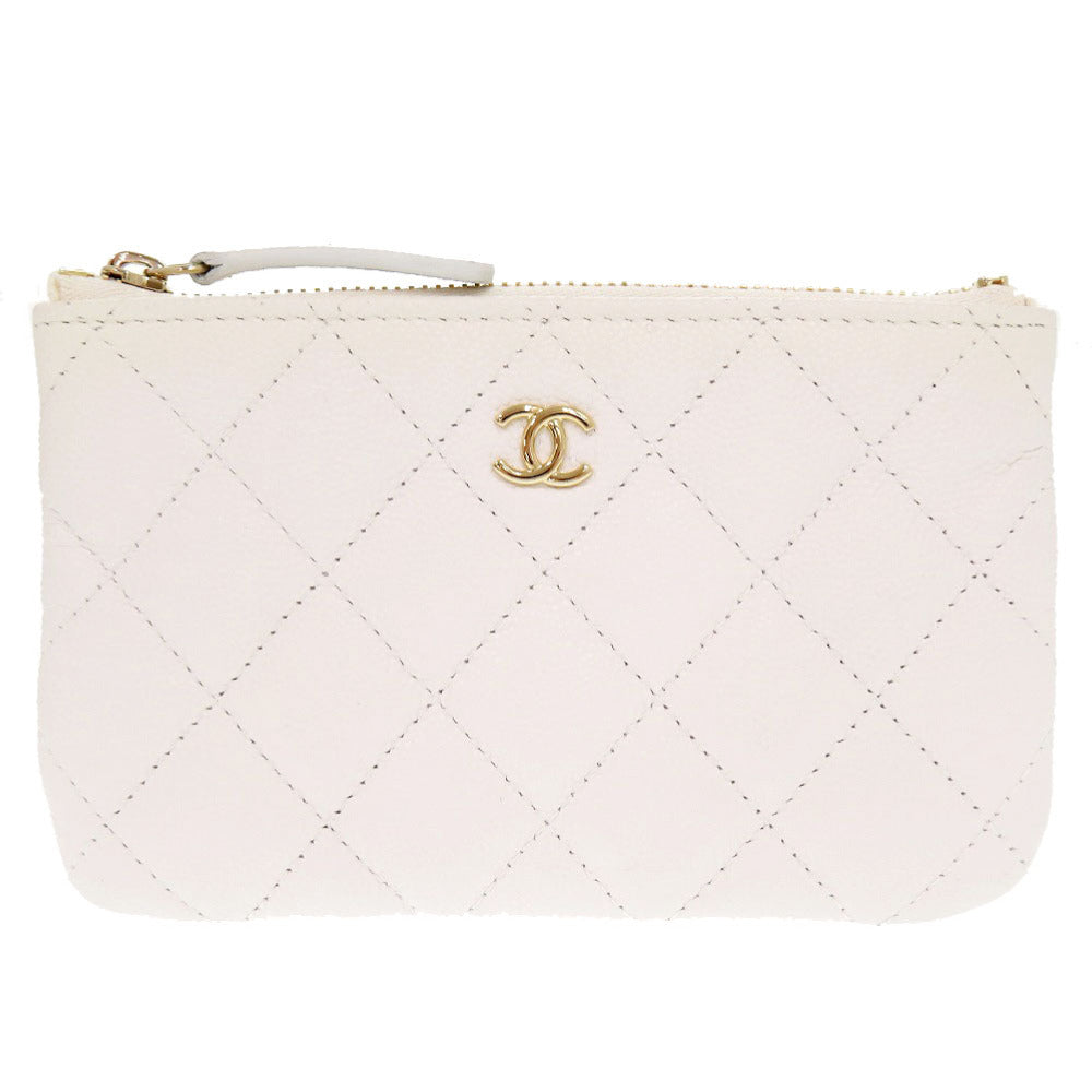 Chanel Caviar skin Matrasse COCO Mark White Handbag