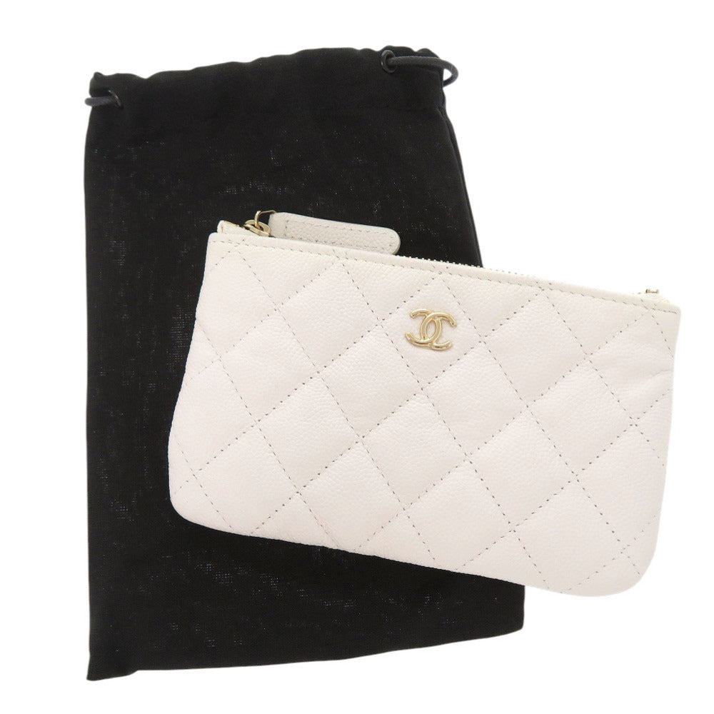 Chanel Caviar skin Matrasse COCO Mark White Handbag
