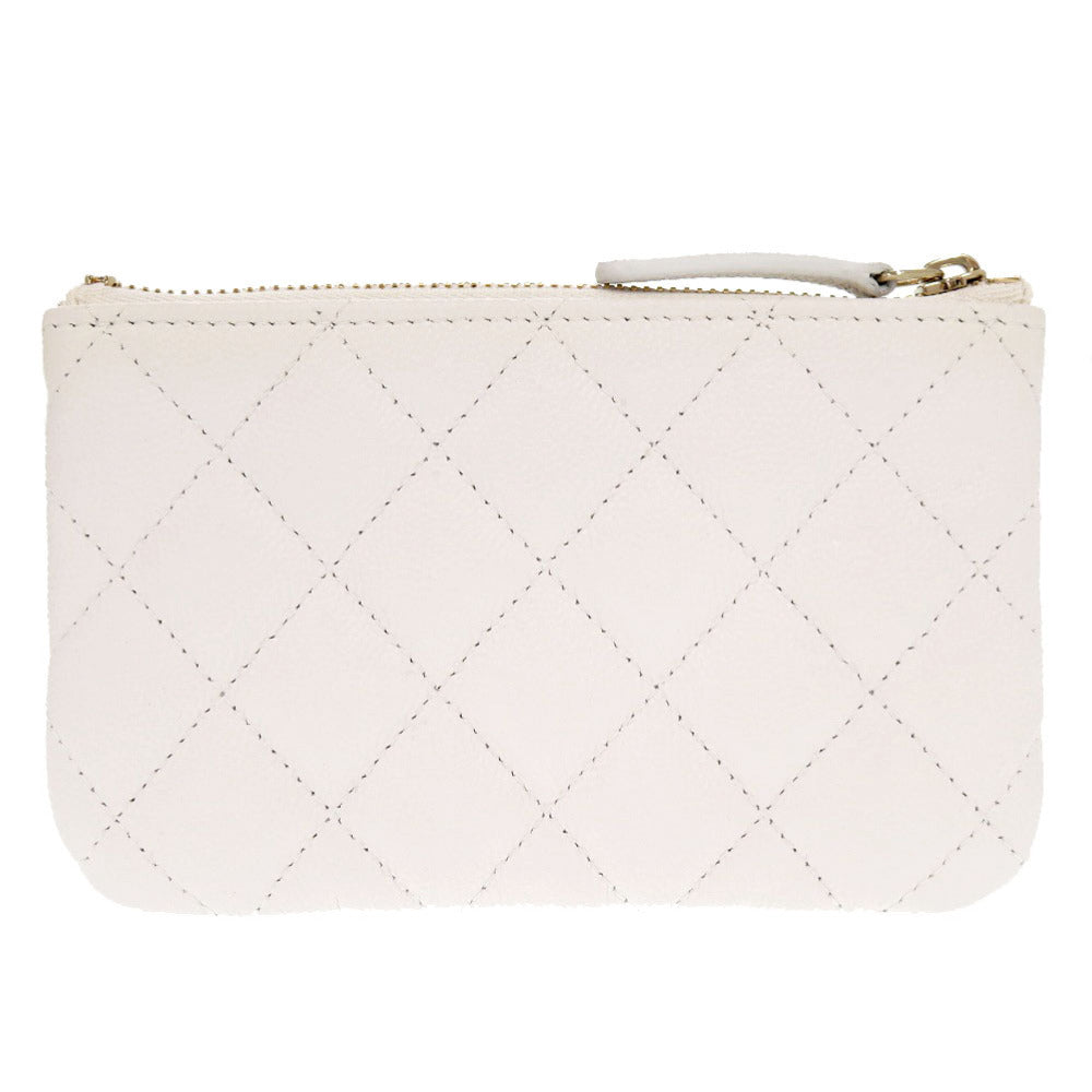 Chanel Caviar skin Matrasse COCO Mark White Handbag