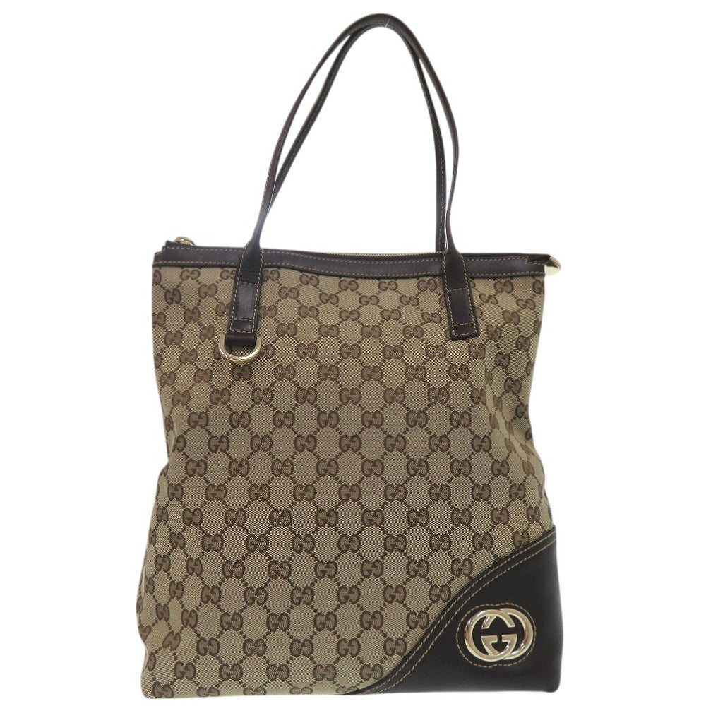Gucci GG Interlocking G Canvas Beige Shoulder Bag