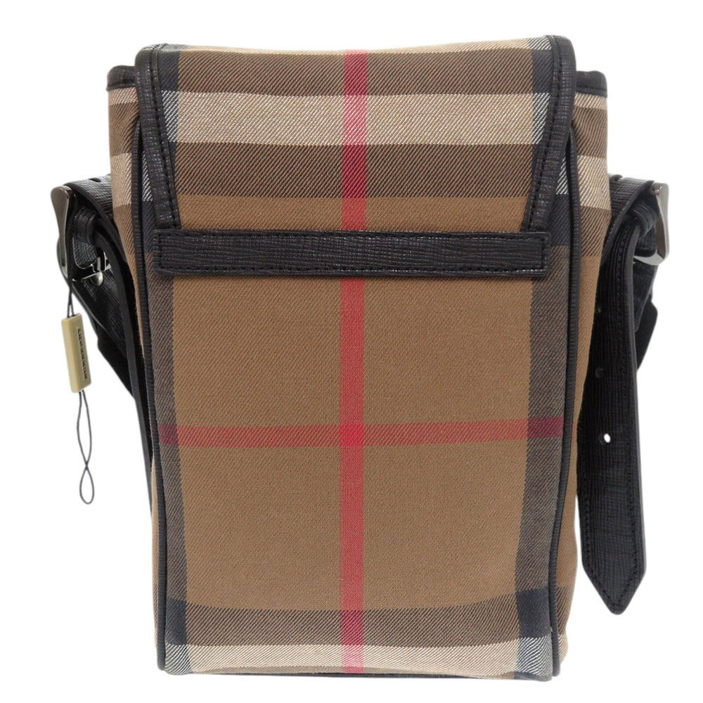 Burberry Shoulder Bag Mega Check Mens Leather Canvas Brown