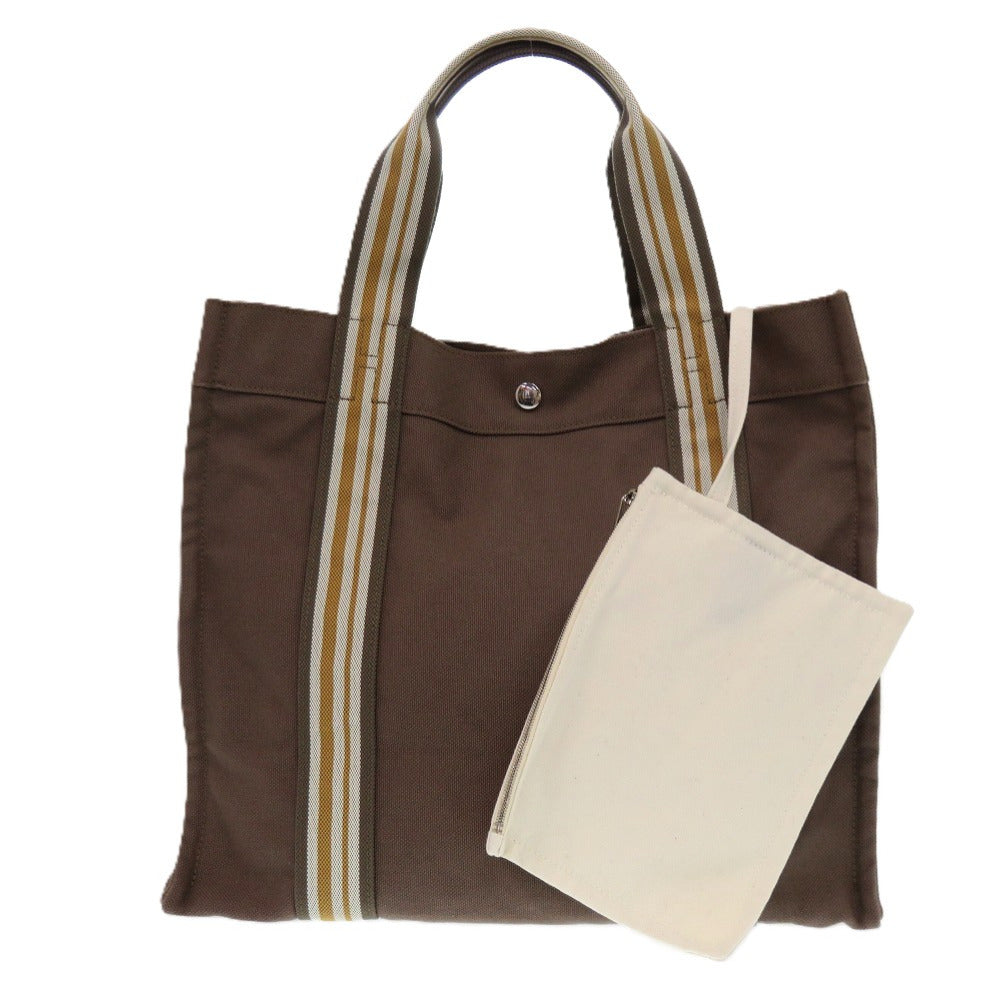 Hermes Tote Bag Sac De Platage Canvas Brown