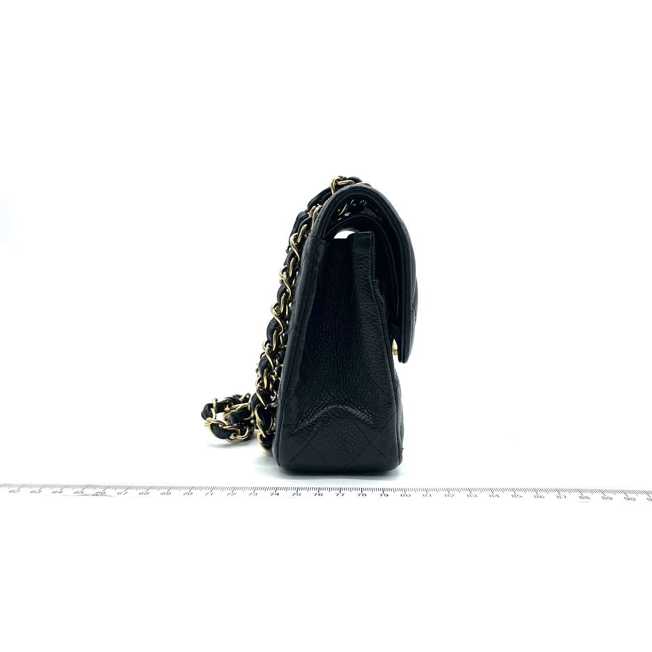 Chanel Classic Flap Caviar 24k Hardware Black Gold Small Leather Handbag