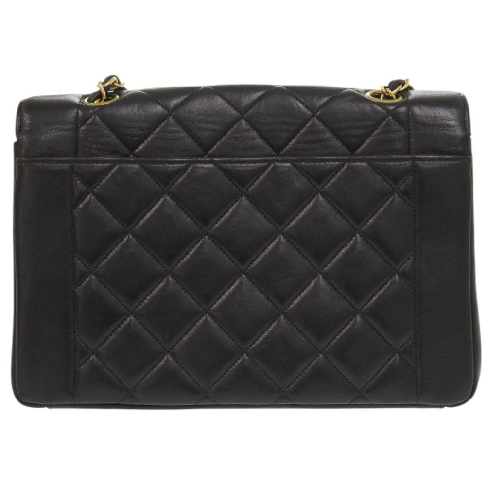 Chanel lambskin Diana Matelasse COCO Mark Black Shoulder Bag