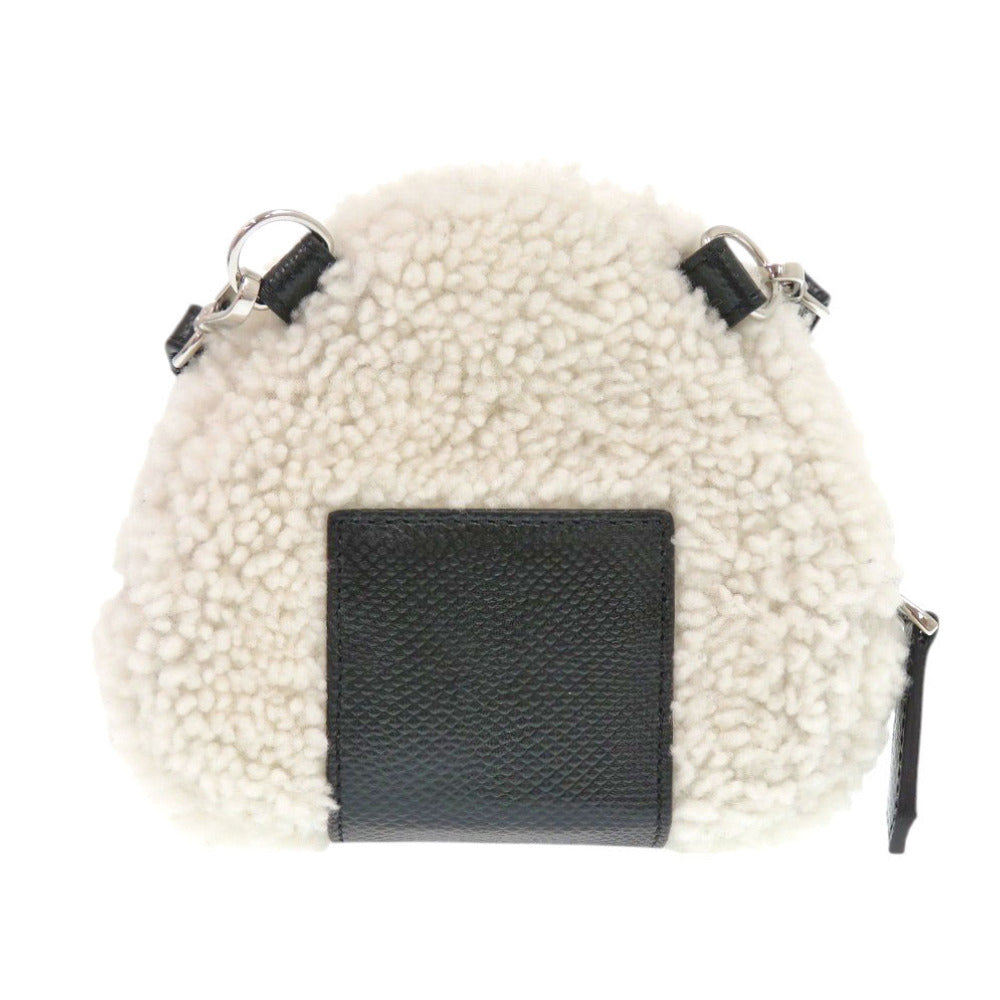Fendi Shoulder Bag 7As240 Sheepskin Onigiri Bag Women White