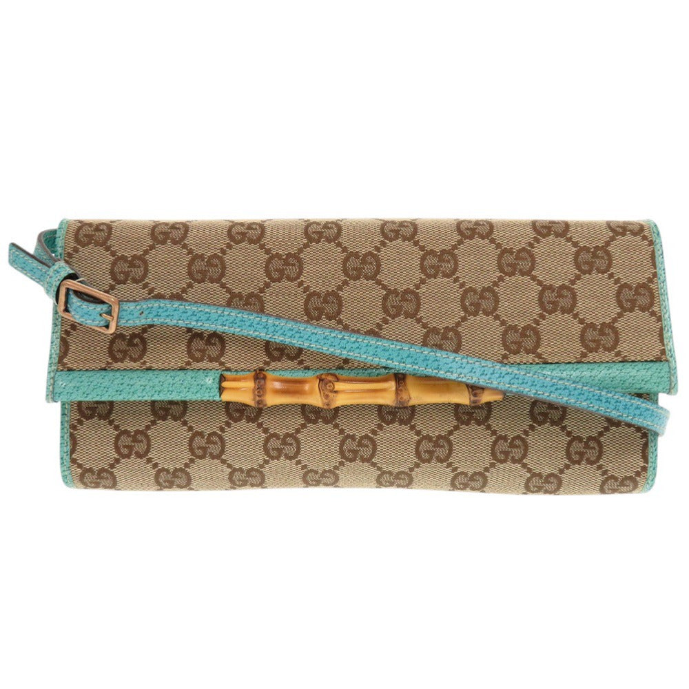 Gucci GG type Bamboo Canvas Blue Shoulder Bag