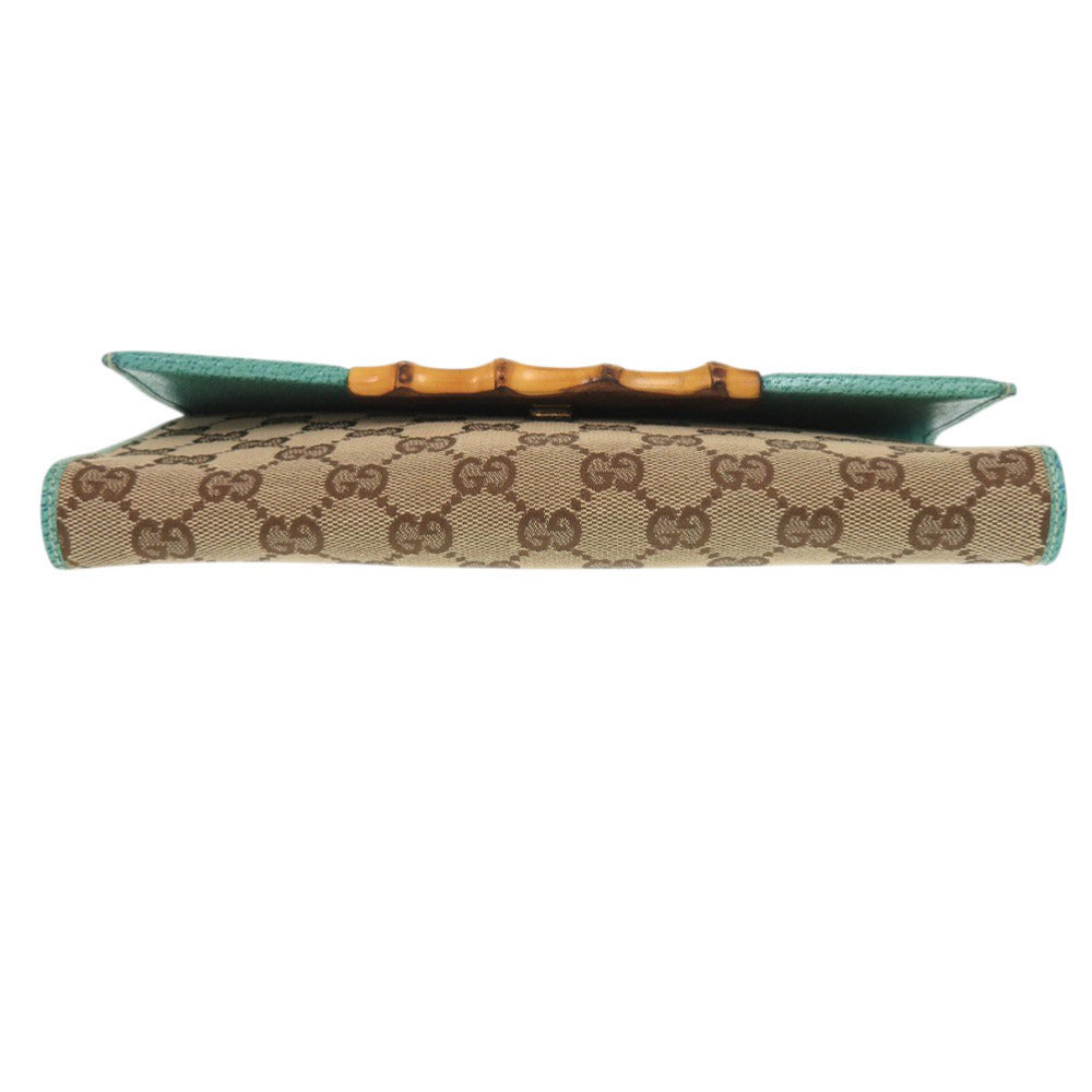 Gucci GG type Bamboo Canvas Blue Shoulder Bag