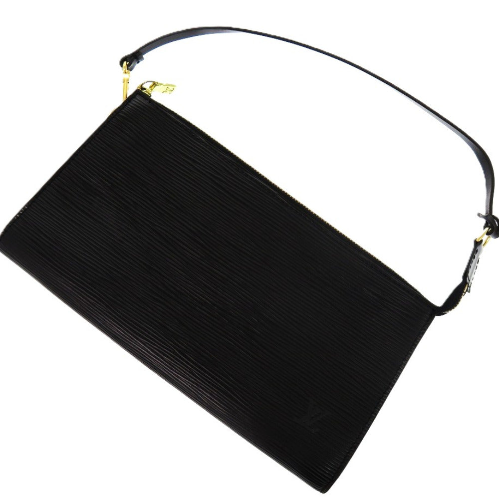 Louis Vuitton Pouch Epi Noir Epi Pochette Leather Clutch Bag