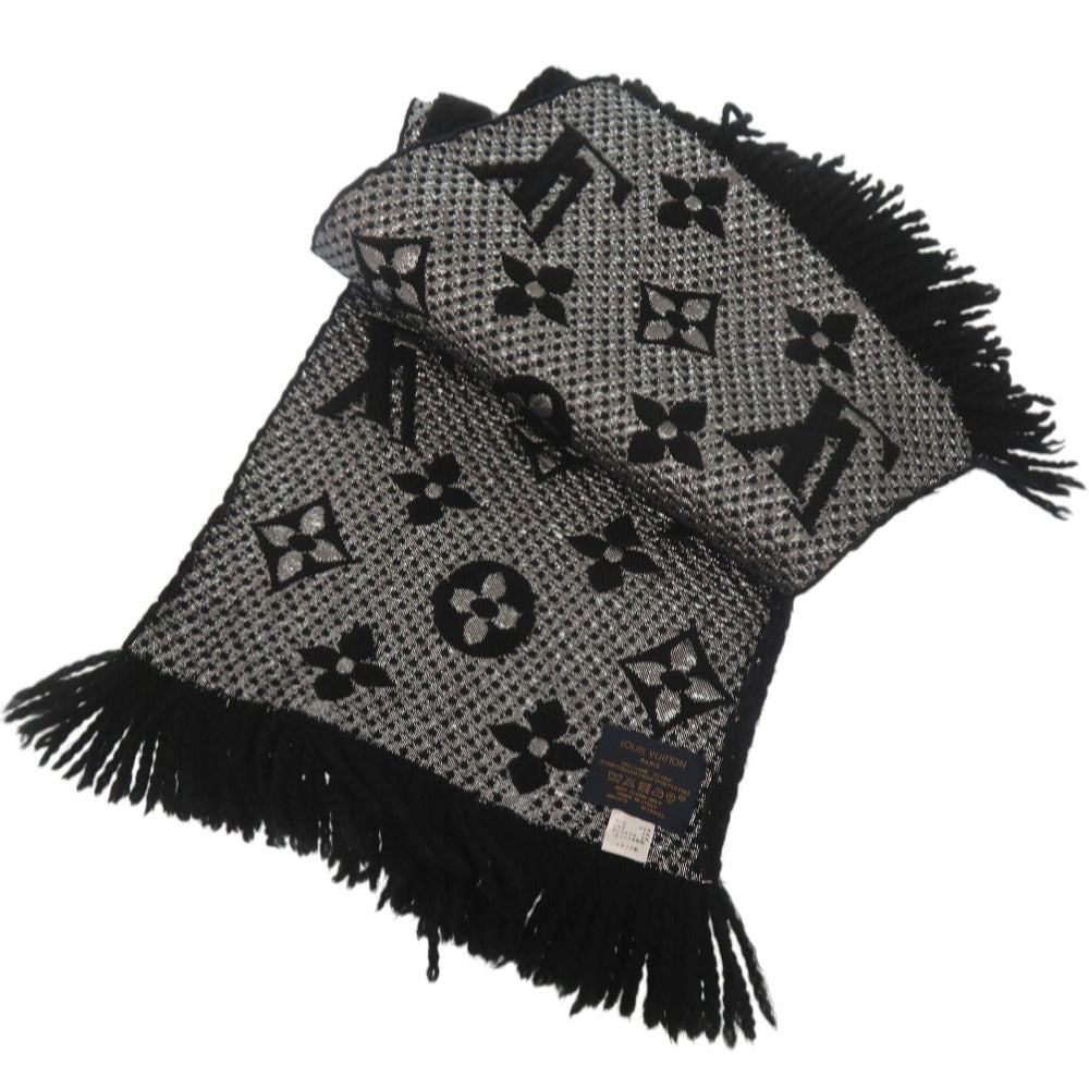 Louis Vuitton Scarf M75833 Escalp Mania Wool Black Logo Apparel