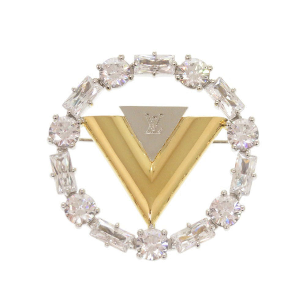 Louis Vuitton Brooch M02263 Rhinestone Brooch V Silver Handbag