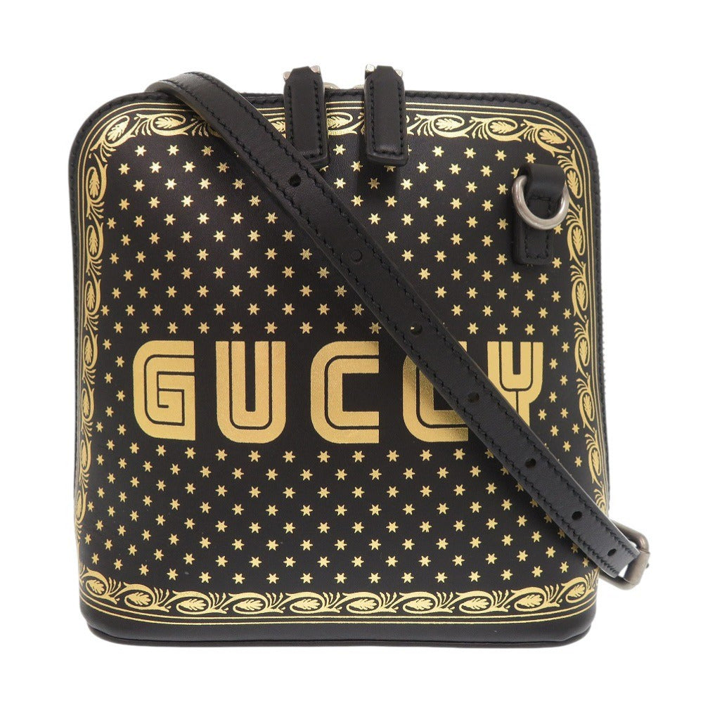 Gucci x SEGA GUCCY print Leather Black Shoulder Bag