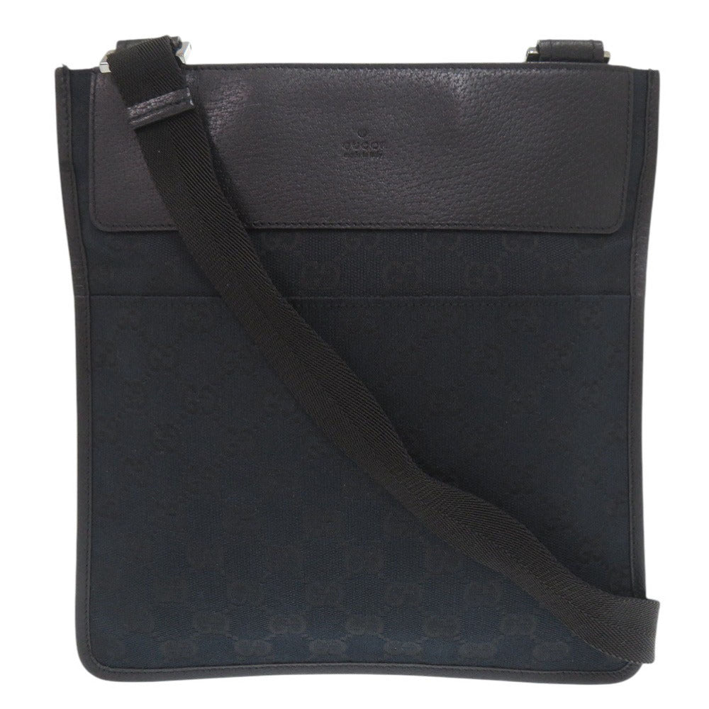 Gucci GG Leather Canvas Black Shoulder Bag