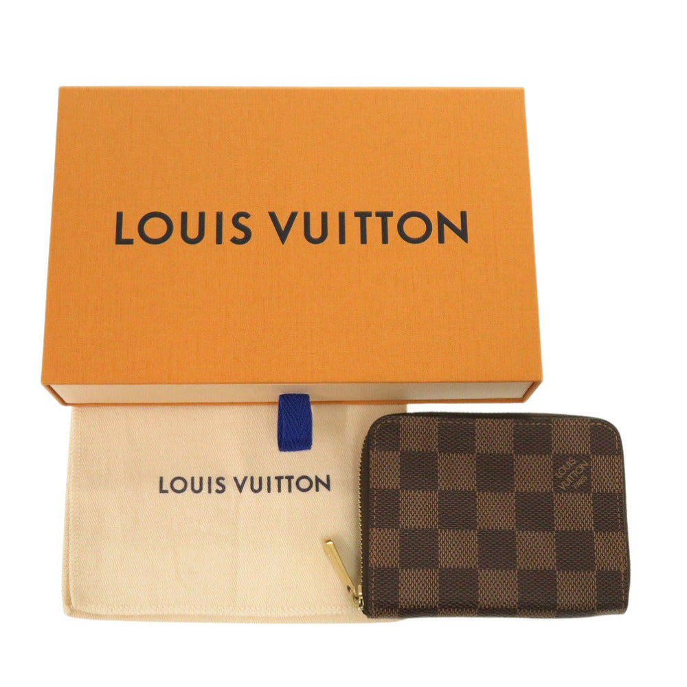 Louis Vuitton Coin N63070 Damier Zippy Canvas Brown Wallet Case