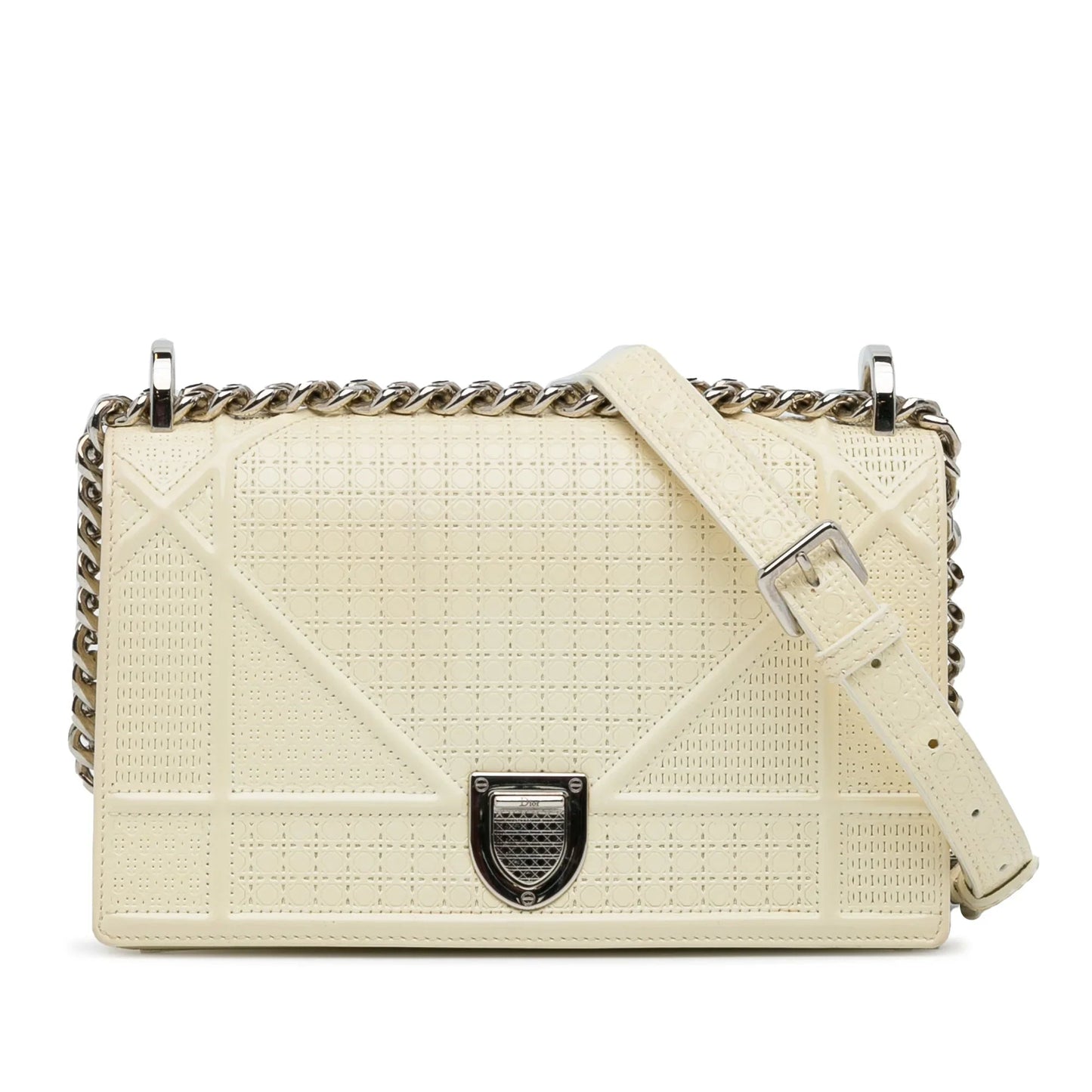 Dior Handbag ama Crossbody Bag Patent White Medium