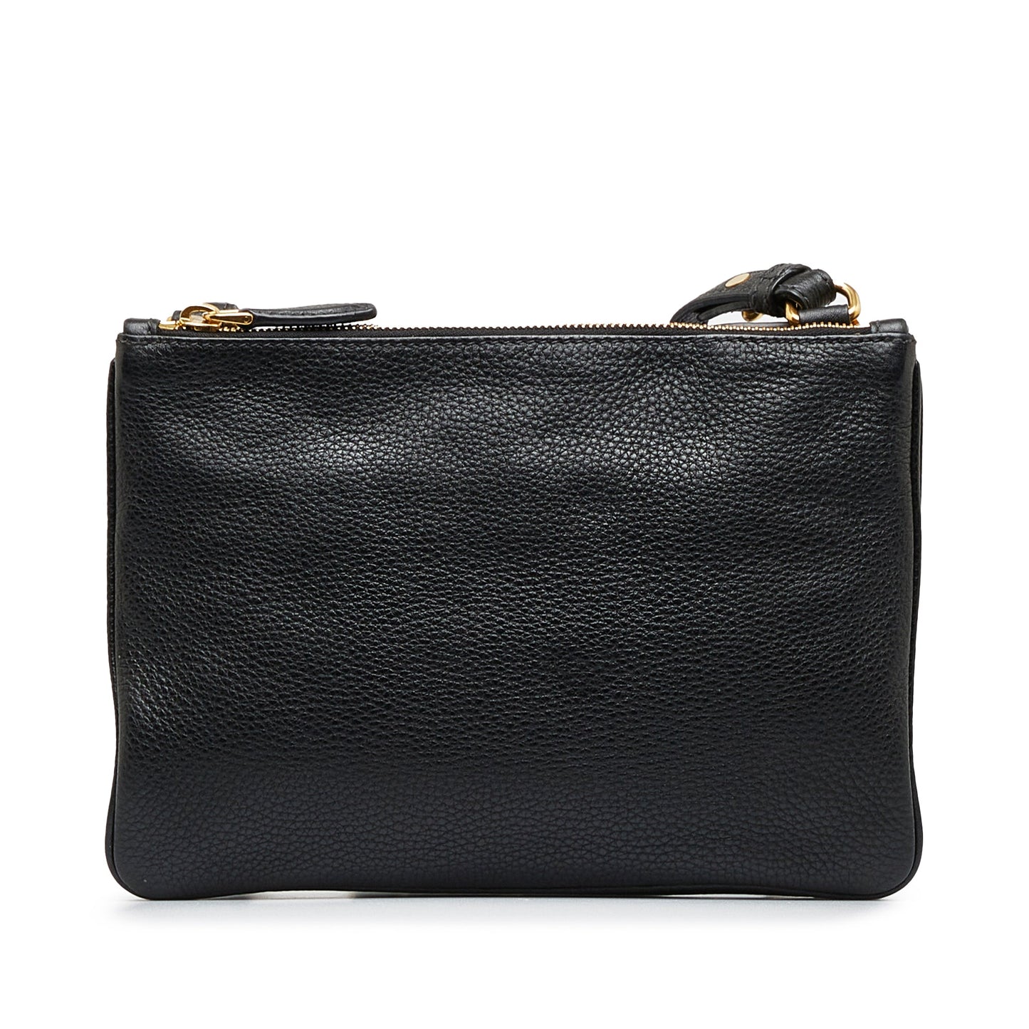 Prada Prada Double Zip Crossbody Bag Black Vitello Daino