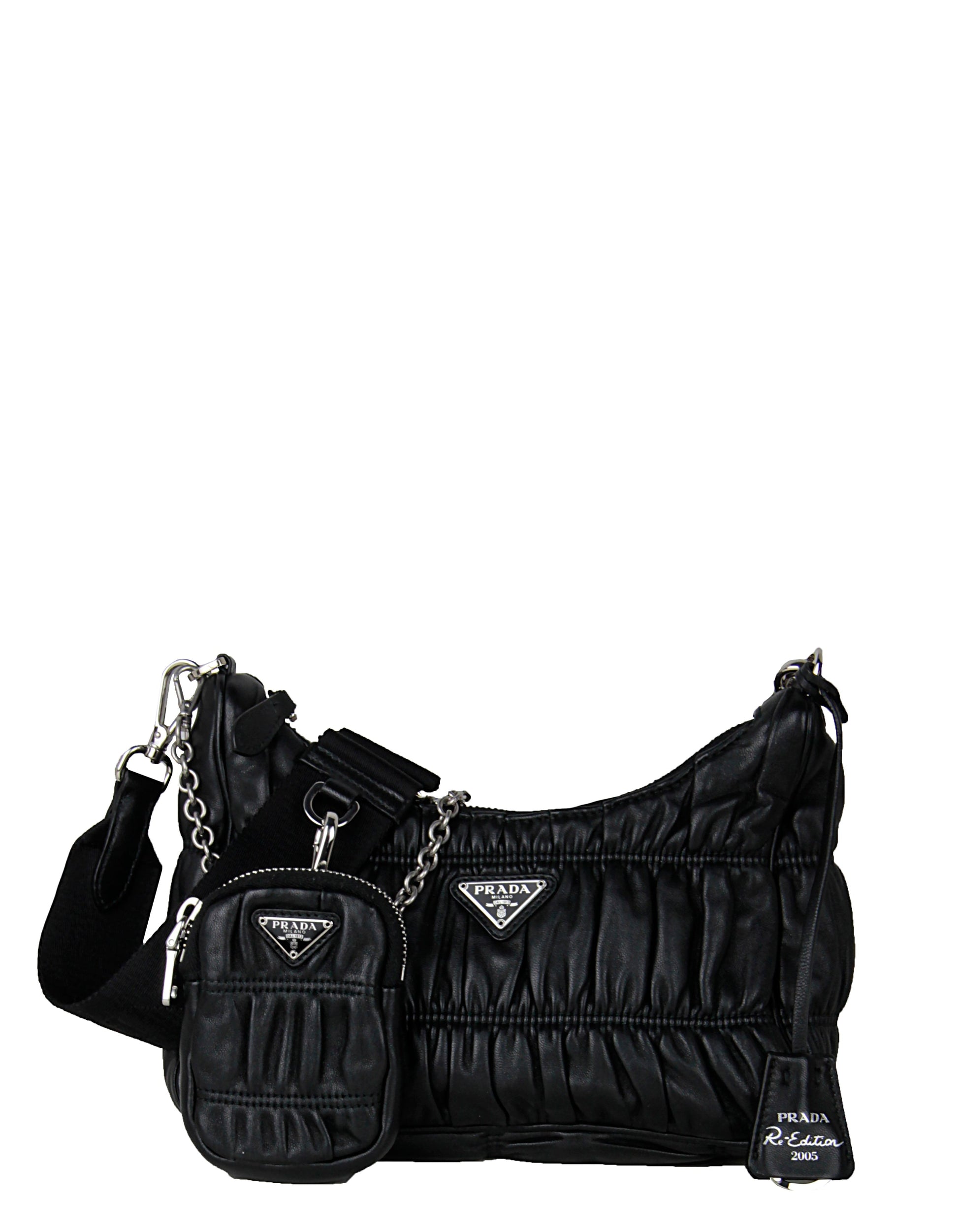 Prada Handbag Re-Edition Nappa Gaufré Crossbody Bag Leather Black Shoulder Bag