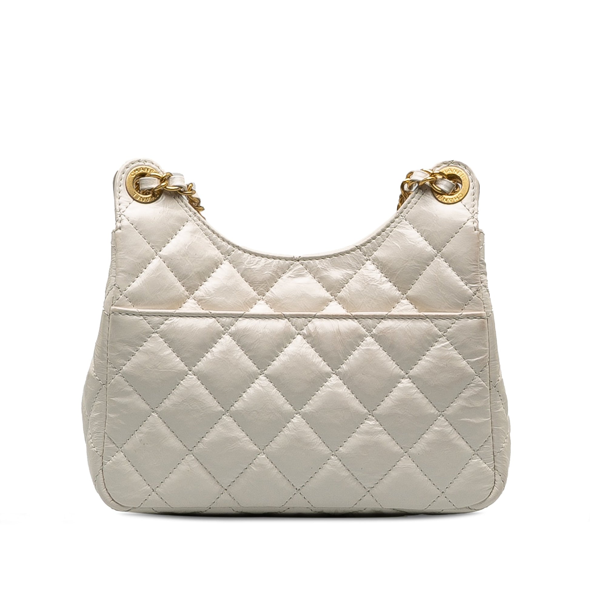 CHANEL Small CC Crumpled Calfskin Wavy Hobo Crossbody Bag