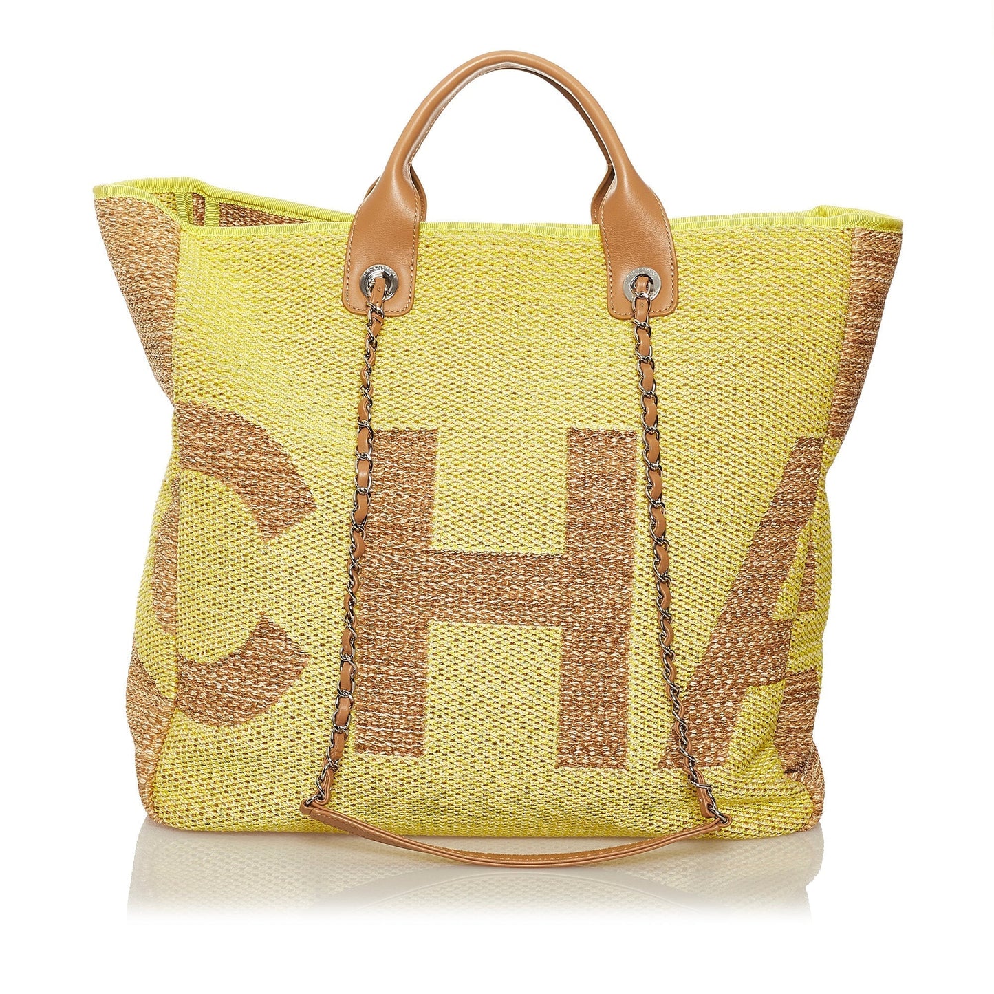 Chanel 2019 Large Deauville Logo Chain Tote Satchel