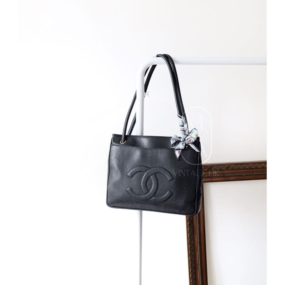 Chanel   coco caviar leather tote bag
