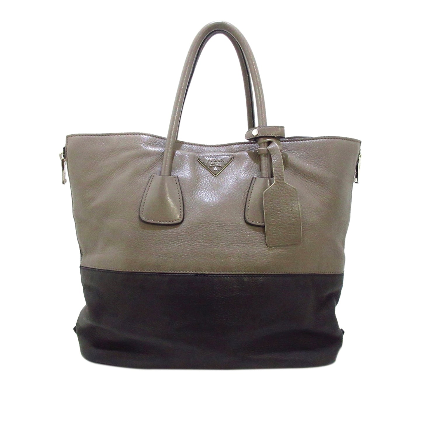 Prada Glace Calf Zippers Tote Bag Black Tote Bag 1