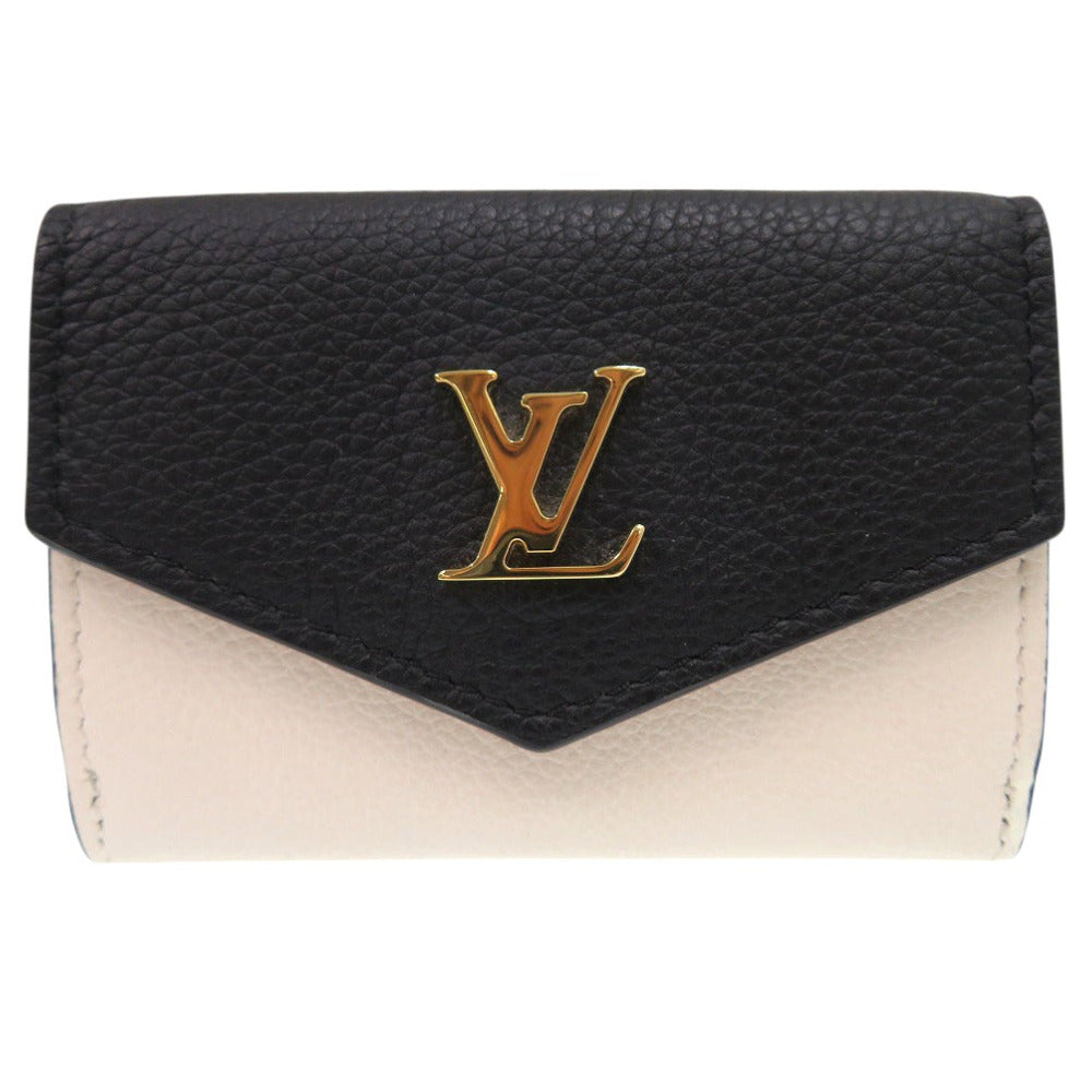 Louis Vuitton Tri-fold M80984 Compact Portefeuille Rock Leather Black Mini Logo Wallet Case