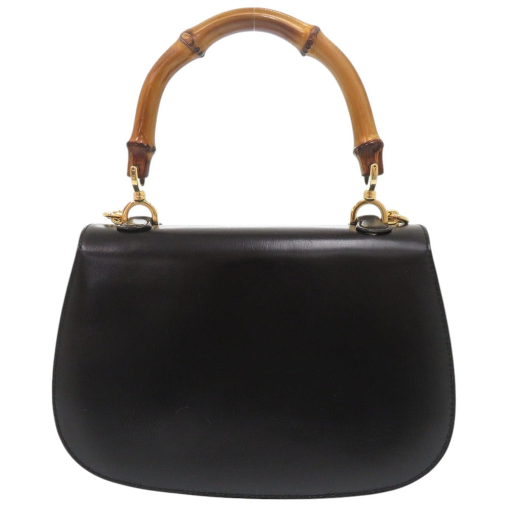 Gucci 000 46 2WAY Bamboo Leather Black Handbag