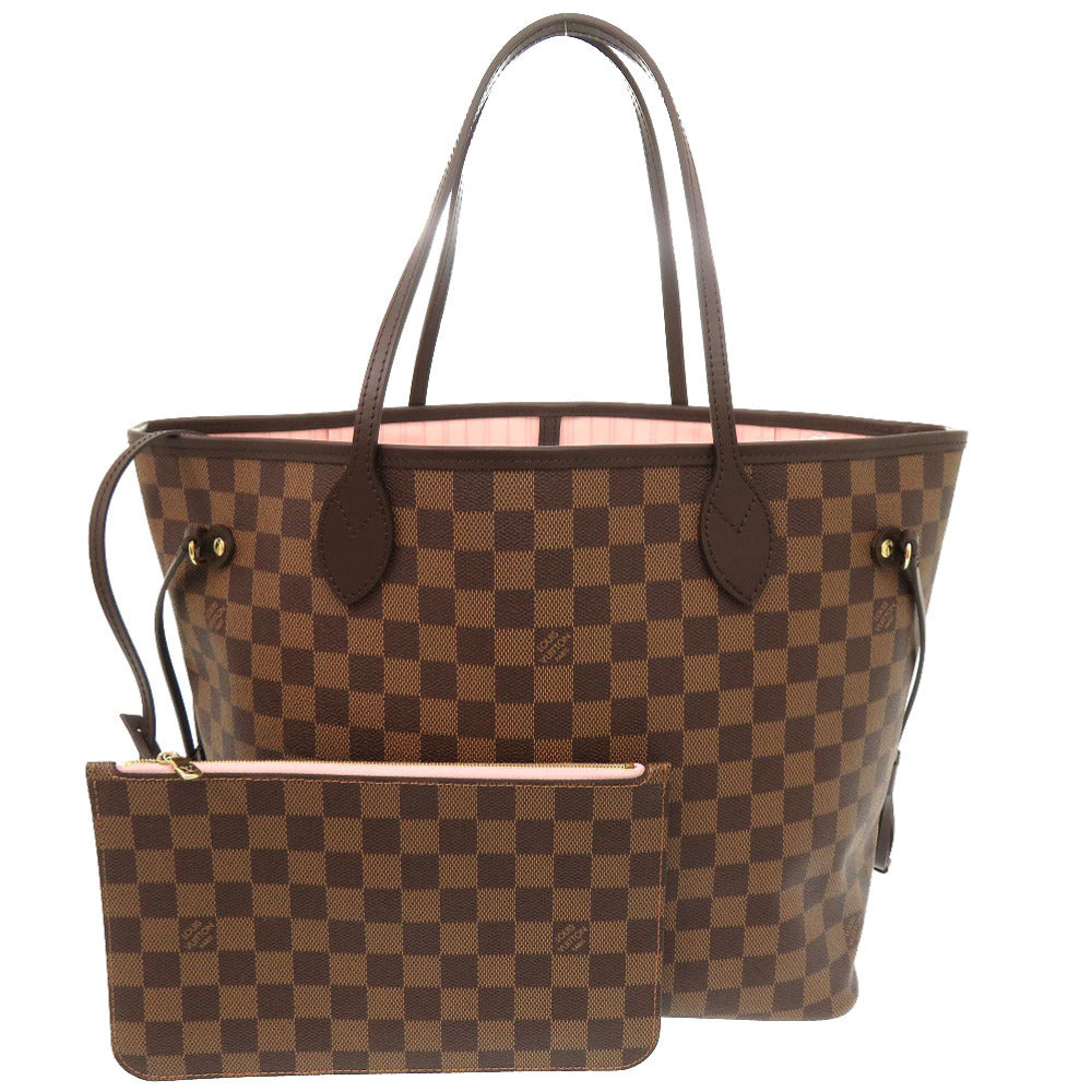 Louis Vuitton N40598 Damier Azur Rose valerine Canvas Neverfull Tote Bag