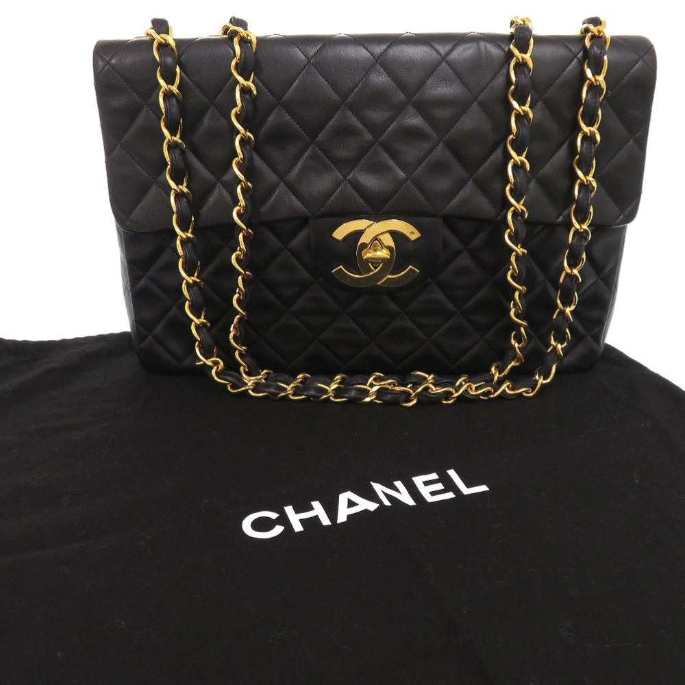 Chanel lambskin Deca Matelasse 34 COCO Mark Black Shoulder Bag