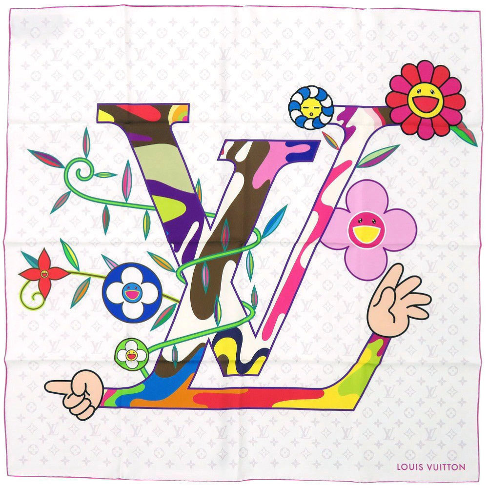 Louis Vuitton scarf M96097 silk × TM White