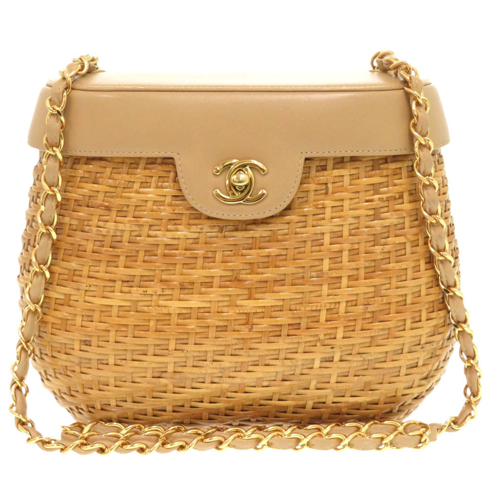 Chanel straw Basket No. 5 COCO Mark Beige Lock Shoulder Bag