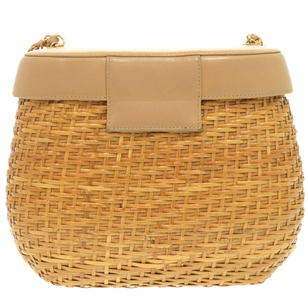 Chanel straw Basket No. 5 COCO Mark Beige Lock Shoulder Bag