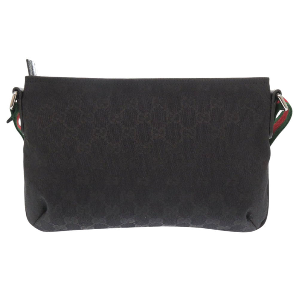 Gucci GG , Sherry line Leather Canvas Black Shoulder Bag