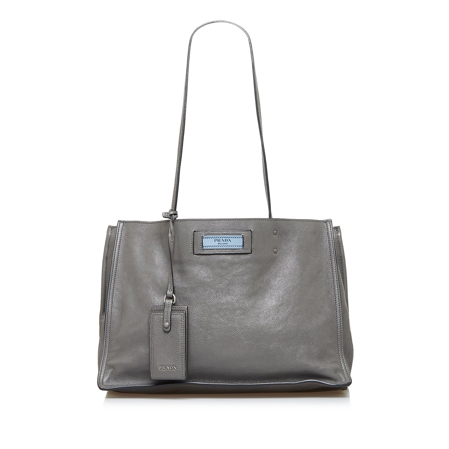 Prada Glace Calf Etiquette Tote Bag Gray