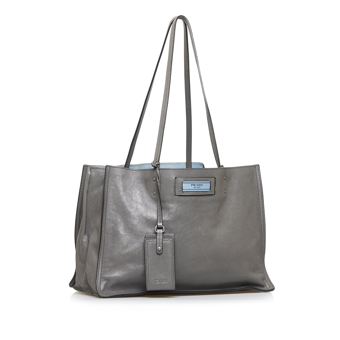 Prada Glace Calf Etiquette Tote Bag Gray