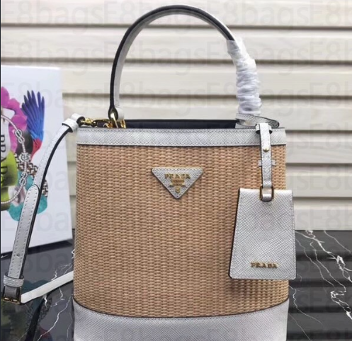 Prada Panier Straw Bag White Medium Travel Bag