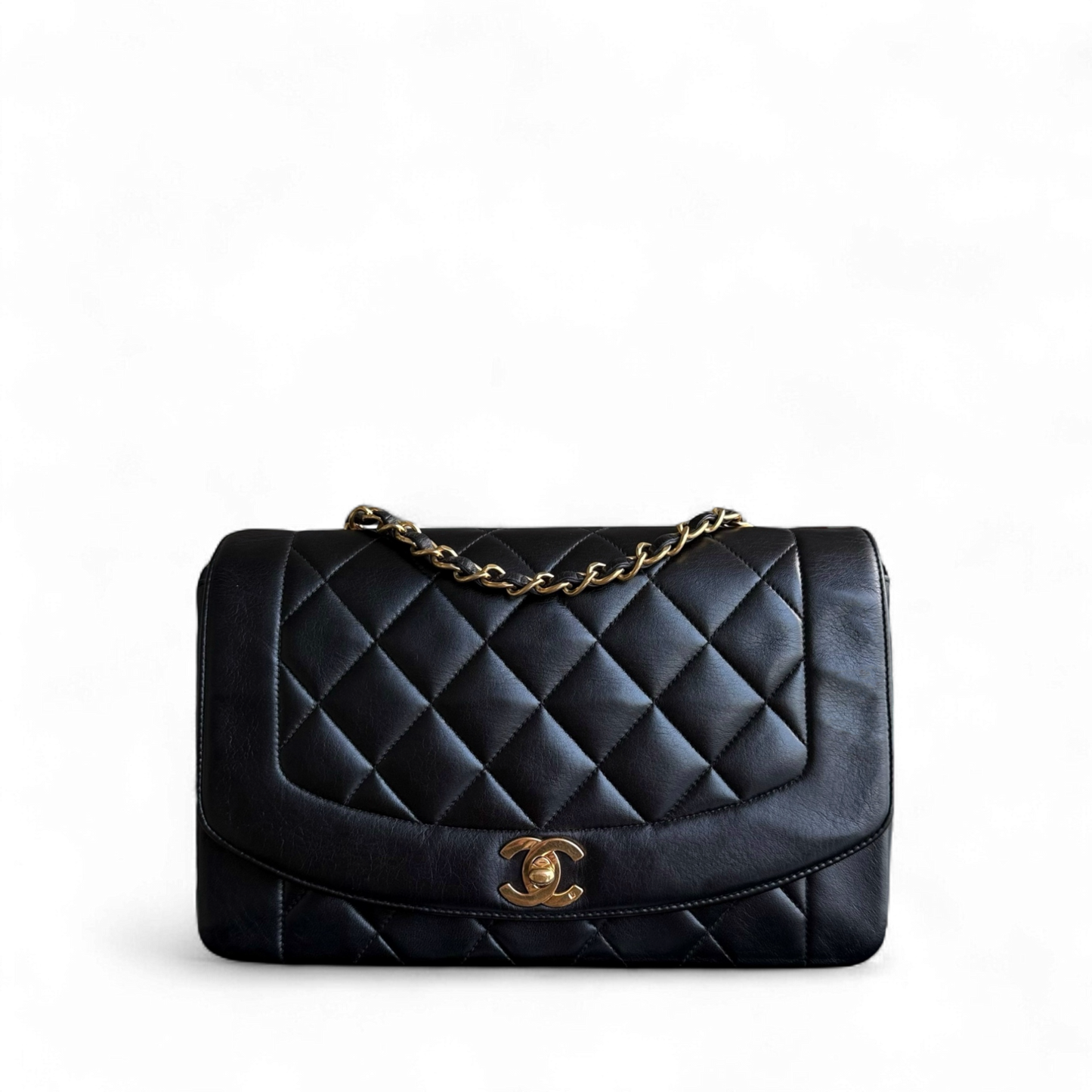 Chanel Diana   - 25CM Quilted Lambskin Black Gold Hardware Series 2