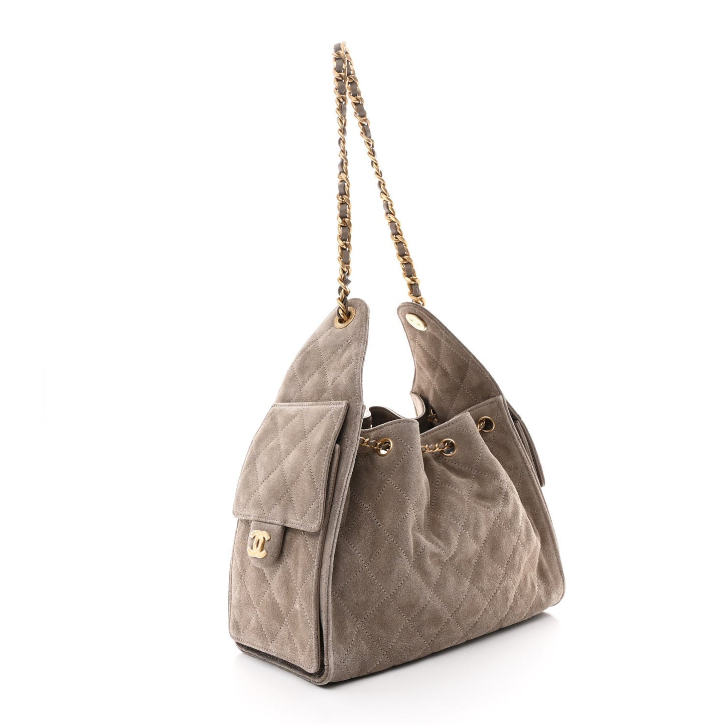 Chanel Suede Quilted Small 25 Handbag Dark Grey