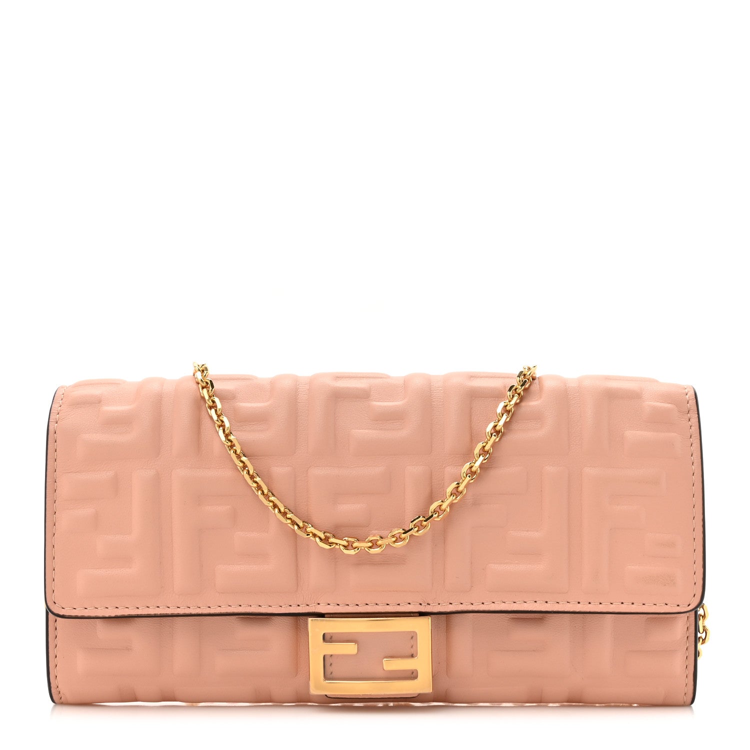 Fendi Shoulder Bag Nappa Matisse FF Continental Wallet On Leather Pink Baby