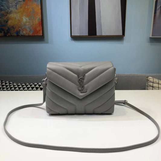 YSL Saint Laurent YSL Top Quality Loulou Shoulder Bag Grey Mini
