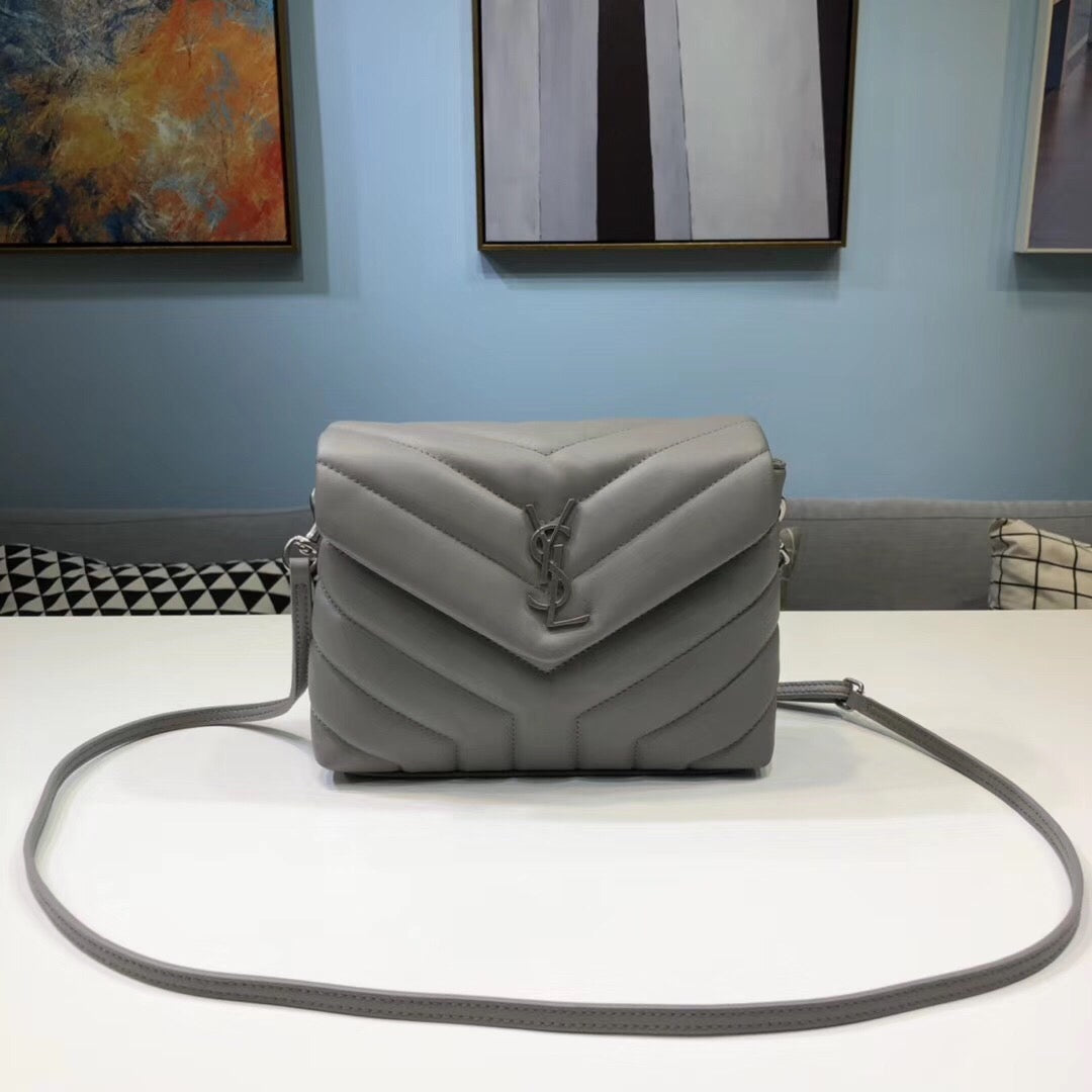 YSL Saint Laurent YSL Top Quality Loulou Shoulder Bag Grey Mini
