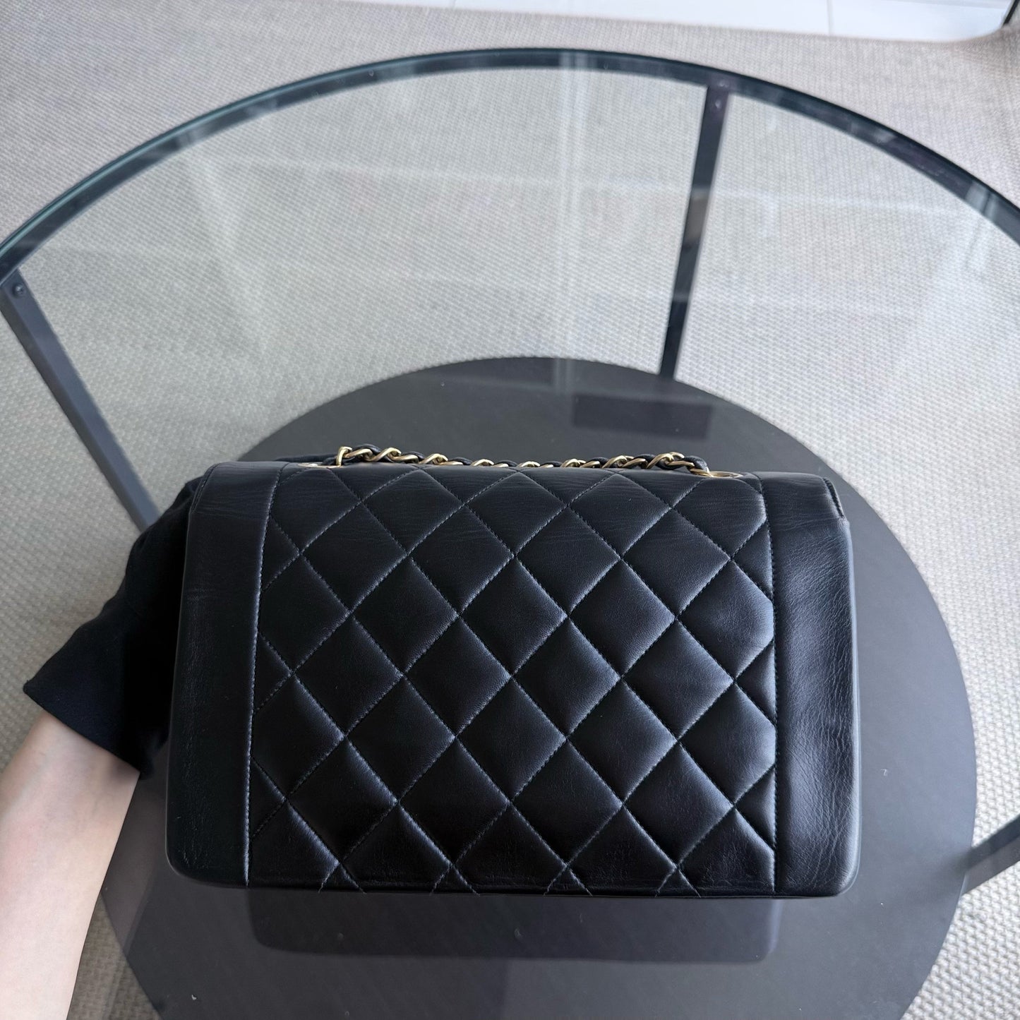 Chanel Diana   - 25CM Quilted Lambskin Black Gold Hardware Series 2